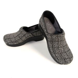 Dansko Vegan Professional Clogs Black Gray Tweed Slip-On EU 37 Women's